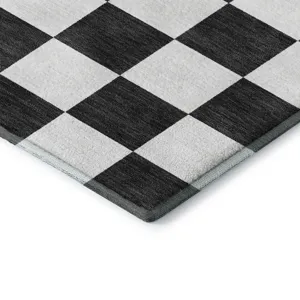 Luxury Washable Indoor/Outdoor The Reserve Black 2\'6\" x 3\'10\" Rug