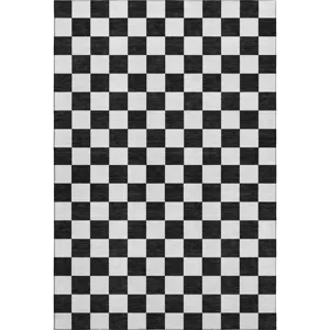 Luxury Washable Indoor/Outdoor The Reserve Black 2\'6\" x 3\'10\" Rug
