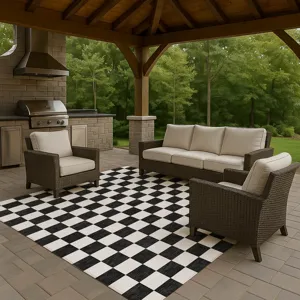 Luxury Washable Indoor/Outdoor The Reserve Black 2\'6\" x 3\'10\" Rug