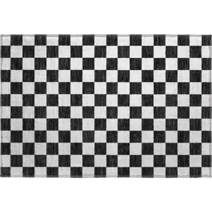 Luxury Washable Indoor/Outdoor The Reserve Black 1\'8\" x 2\'6\" Rug