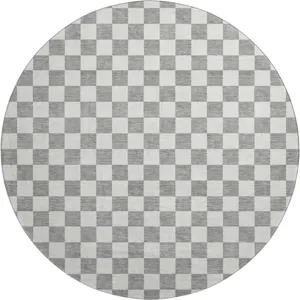 Luxury Washable Indoor/Outdoor The Reserve Gray 8\' x 8\' Round Rug