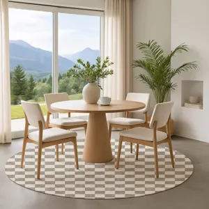Luxury Washable Indoor/Outdoor The Reserve Khaki 8\' x 8\' Round Rug