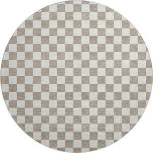 Luxury Washable Indoor/Outdoor The Reserve Khaki 8' x 8' Round Rug