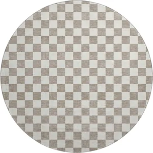 Luxury Washable Indoor/Outdoor The Reserve Khaki 8\' x 8\' Round Rug