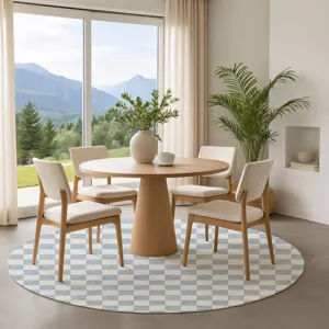 Luxury Washable Indoor/Outdoor The Reserve Sky 8\' x 8\' Round Rug