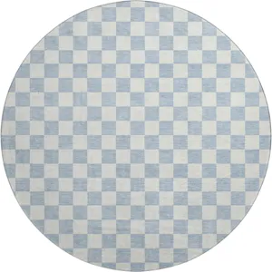 Luxury Washable Indoor/Outdoor The Reserve Sky 8\' x 8\' Round Rug