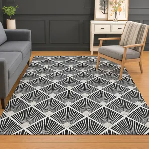 Luxury Washable Indoor/Outdoor The Reserve Black 5\' x 7\'6\" Rug
