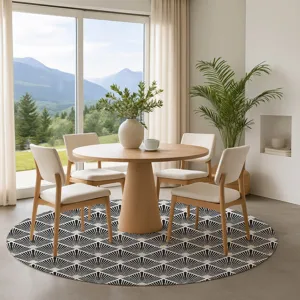 Luxury Washable Indoor/Outdoor The Reserve Black 8\' x 8\' Round Rug