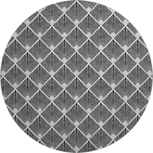 Luxury Washable Indoor/Outdoor The Reserve Black 8\' x 8\' Round Rug
