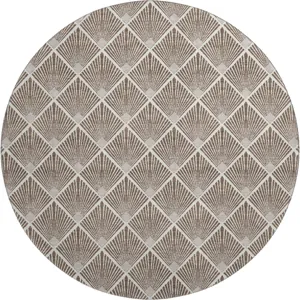 Luxury Washable Indoor/Outdoor The Reserve Brown 8\' x 8\' Round Rug