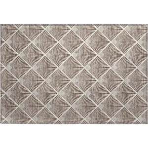 Luxury Washable Indoor/Outdoor The Reserve Brown 1\'8\" x 2\'6\" Rug