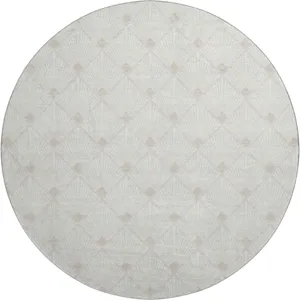 Luxury Washable Indoor/Outdoor The Reserve Ivory 8\' x 8\' Round Rug