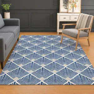 Luxury Washable Indoor/Outdoor The Reserve Navy 5\' x 7\'6\" Rug
