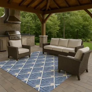 Luxury Washable Indoor/Outdoor The Reserve Navy 5\' x 7\'6\" Rug