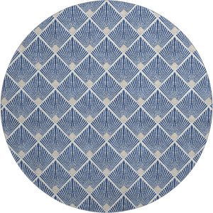 Luxury Washable Indoor/Outdoor The Reserve Navy 8' x 8' Round Rug