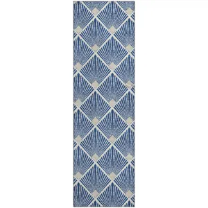 Luxury Washable Indoor/Outdoor The Reserve Navy 2\'3\" x 7\'6\" Runner Rug