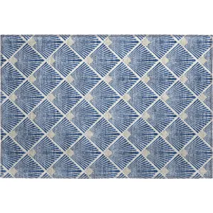 Luxury Washable Indoor/Outdoor The Reserve Navy 1\'8\" x 2\'6\" Rug