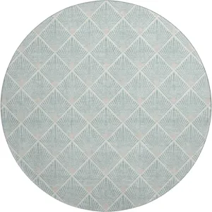 Luxury Washable Indoor/Outdoor The Reserve Seafoam 8\' x 8\' Round Rug