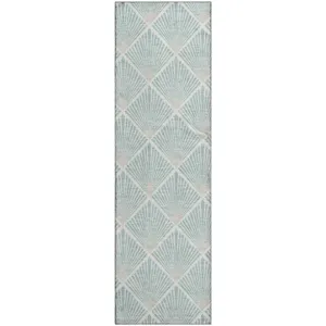 Luxury Washable Indoor/Outdoor The Reserve Seafoam 2\'3\" x 7\'6\" Runner Rug