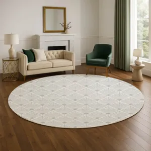 Luxury Washable Indoor/Outdoor The Reserve Silver 8\' x 8\' Round Rug