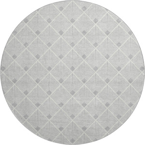 Luxury Washable Indoor/Outdoor The Reserve Silver 8' x 8' Round Rug