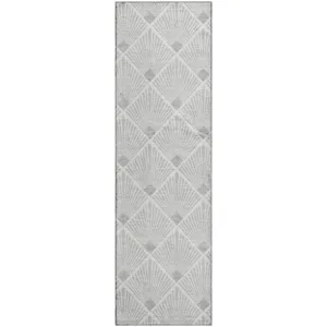 Luxury Washable Indoor/Outdoor The Reserve Silver 2\'3\" x 7\'6\" Runner Rug