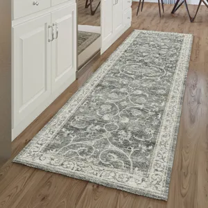 Tuscany Charcoal 2\'6\" x 10\' Runner Rug
