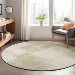 Luxury Washable Trevi Taupe 8\' x 8\' Round Rug