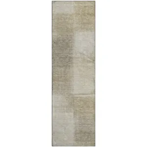 Luxury Washable Trevi Taupe 2\'3\" x 7\'6\" Runner Rug