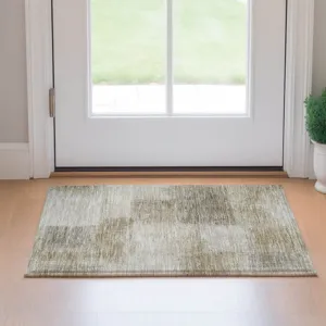 Luxury Washable Trevi Taupe 1\'8\" x 2\'6\" Rug