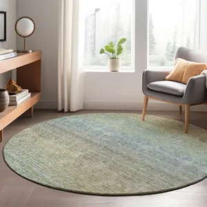 Luxury Washable Trevi Blue 8\' x 8\' Round Rug