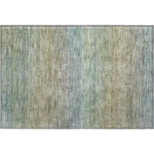 Luxury Washable Trevi Blue 1\'8\" x 2\'6\" Rug