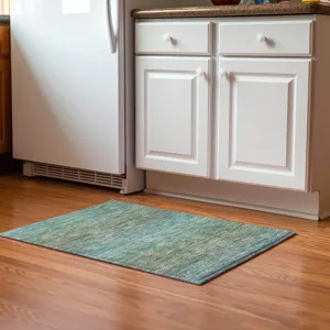 Luxury Washable Trevi Teal 1\'8\" x 2\'6\" Rug