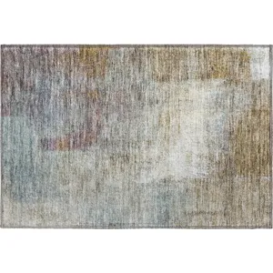 Luxury Washable Trevi Mocha 1\'8\" x 2\'6\" Rug