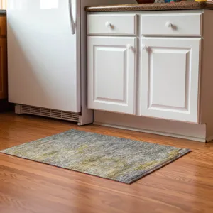 Luxury Washable Trevi Gray 1\'8\" x 2\'6\" Rug
