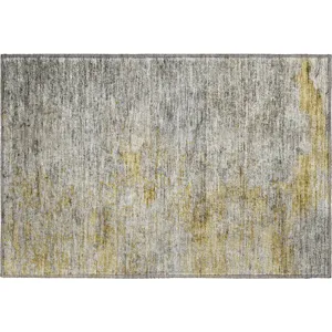 Luxury Washable Trevi Gray 1\'8\" x 2\'6\" Rug