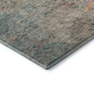 Luxury Washable Trevi Teal 1\'8\" x 2\'6\" Rug