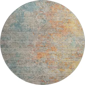Luxury Washable Trevi Teal 8\' x 8\' Round Rug