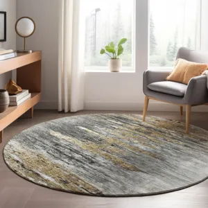 Luxury Washable Trevi Gray 8\' x 8\' Round Rug