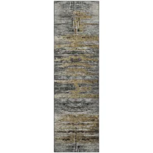 Luxury Washable Trevi Gray 2\'3\" x 7\'6\" Runner Rug