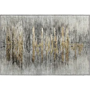Luxury Washable Trevi Gray 1\'8\" x 2\'6\" Rug