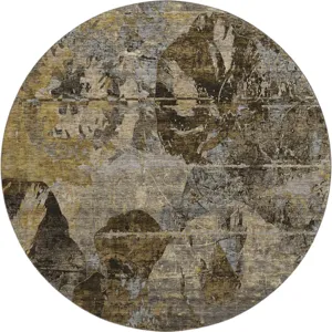 Luxury Washable Trevi Mocha 8\' x 8\' Round Rug