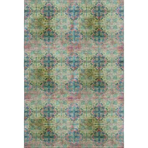 Luxury Washable Trevi Green 10\' x 14\' Rug