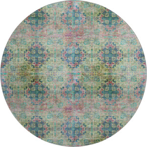 Luxury Washable Trevi Green 8' x 8' Round Rug