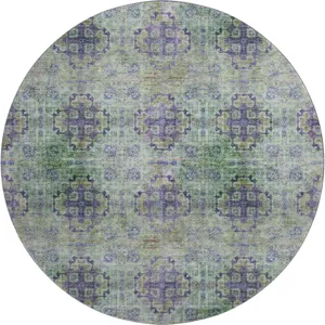 Luxury Washable Trevi Purple 8\' x 8\' Round Rug