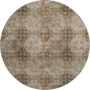 Luxury Washable Trevi Taupe 8\' x 8\' Round Rug