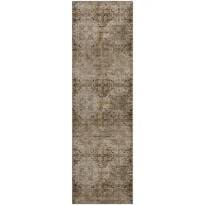 Luxury Washable Trevi Taupe 2\'3\" x 7\'6\" Runner Rug