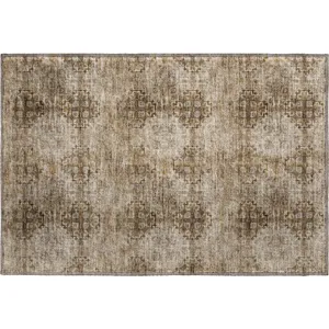 Luxury Washable Trevi Taupe 1\'8\" x 2\'6\" Rug