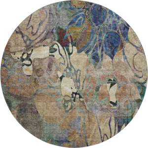 Luxury Washable Trevi Beige 8\' x 8\' Round Rug