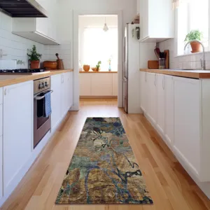 Luxury Washable Trevi Beige 2\'3\" x 7\'6\" Runner Rug
